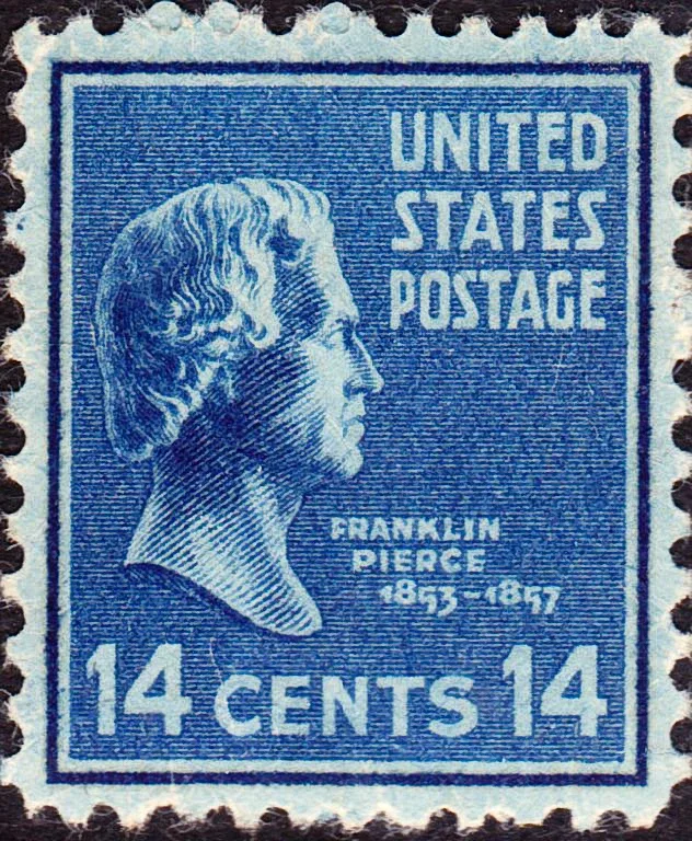 United States 1938 14c Franklin Pierce stamp, photographed by a collector