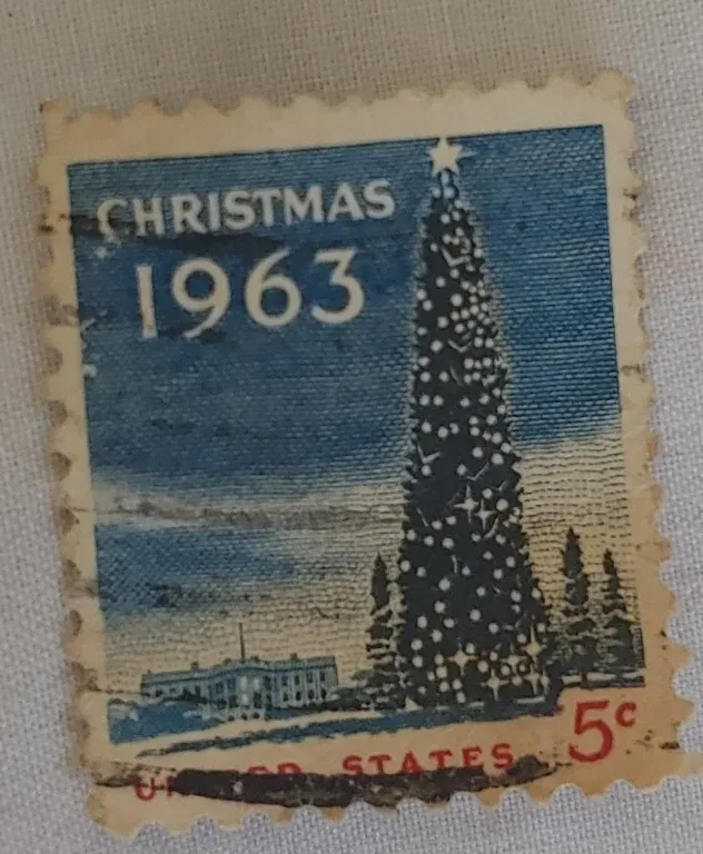 United States 1963 5c Christmas U.S stamp, photographed by a collector