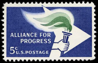 United States 1963 5c Alliance For Progress U.S stamp, photographed by a collector