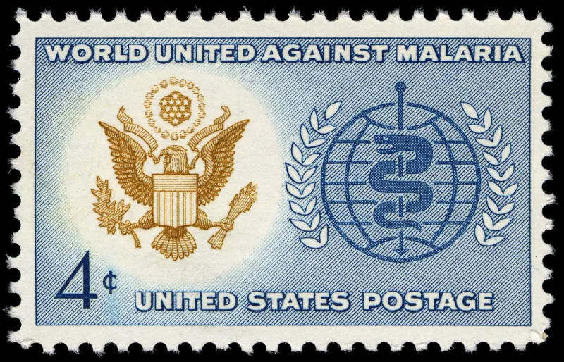 United States 1962 4c Malaria Eradication U.S stamp, photographed by a collector