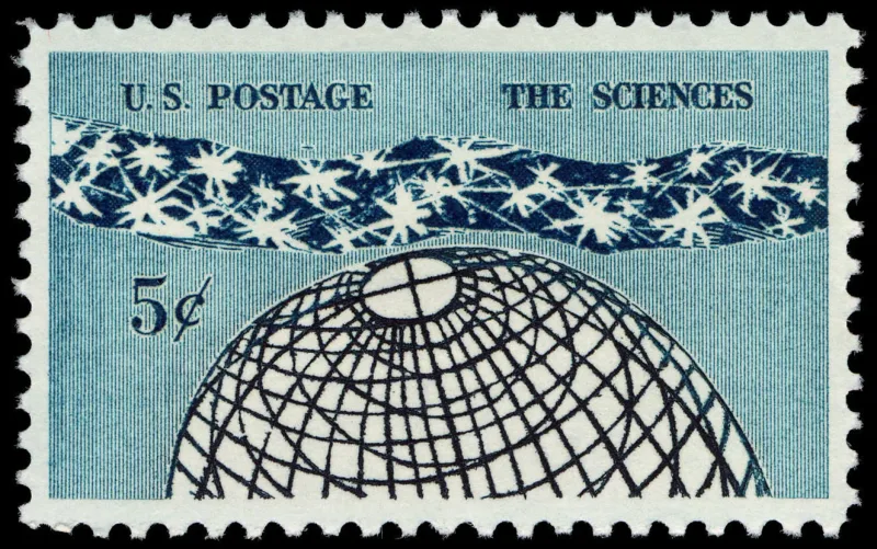 United States 1963 5c Science U.S stamp, photographed by a collector
