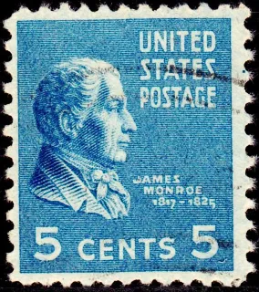 Another photo of the United States 1938 5c James Monroe stamp