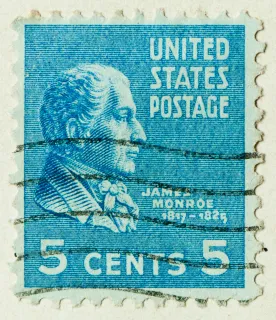 Another photo of the United States 1938 5c James Monroe stamp