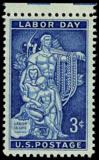 United States 1956 3c Labor Day U.S stamp, photographed by a collector