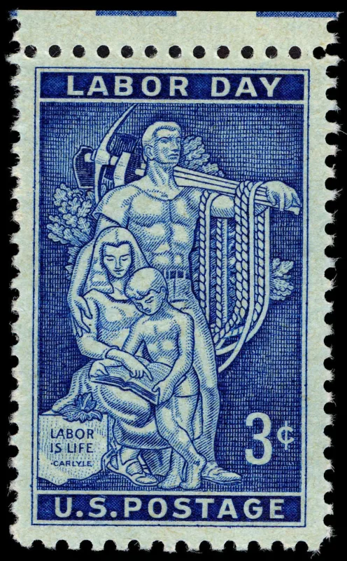 United States 1956 3c Labor Day U.S stamp, photographed by a collector