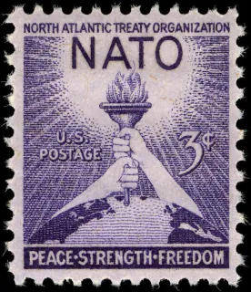 Another photo of the United States 1952 3c NATO U.S stamp