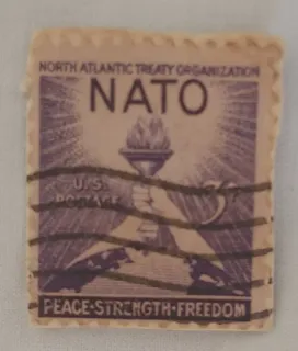 United States 1952 3c NATO U.S stamp, photographed by a collector
