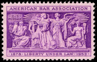 United States 1953 3c American Bar Association U.S stamp, photographed by a collector