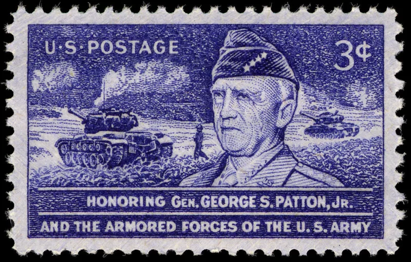 United States 1953 3c General Patton U.S stamp, photographed by a collector