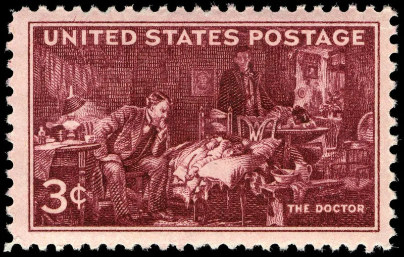United States 1947 3c Doctors AMA Centennial U.S stamp, photographed by a collector