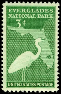 United States 1947 3c Everglades National Park U.S stamp, photographed by a collector