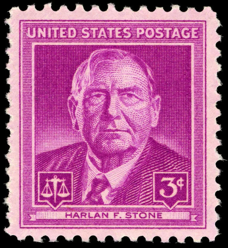 United States 1948 3c Harlan F. Stone U.S stamp, photographed by a collector