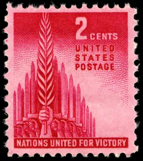 United States 1943 2c Allied Nations U.S stamp, photographed by a collector
