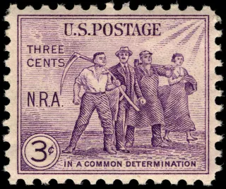 United States 1933 3c New Deal N.R.A. U.S stamp, photographed by a collector