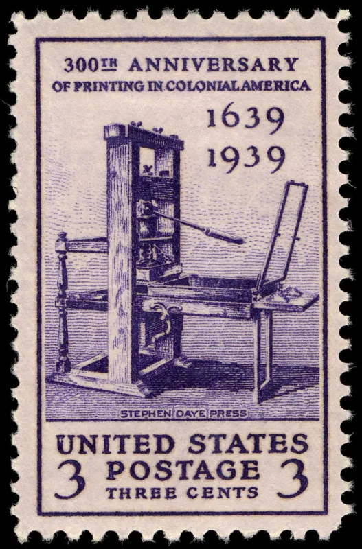 United States 1939 3c Printing Tercentenary U.S stamp, photographed by a collector