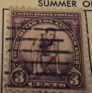 United States 1932 3c Xth Olympiad Los Angeles Runner U.S stamp, photographed by a collector