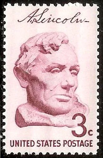 United States 1959 3c Lincoln stamp, photographed by a collector