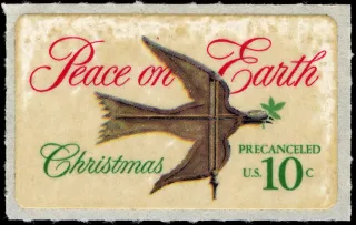 United States 1974 10c Christmas U.S stamp, photographed by a collector