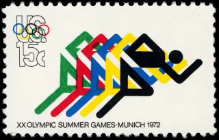United States 1972 15c Olympic Games Munich Running U.S stamp, photographed by a collector