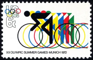 United States 1972 6c Olympic Games Munich Bicycling U.S stamp, photographed by a collector