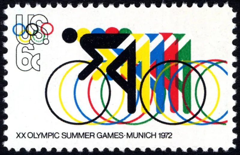 United States 1972 6c Olympic Games Munich Bicycling U.S stamp, photographed by a collector