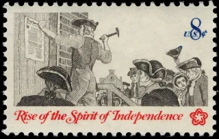 United States 1973 8c Posting Broadside U.S stamp, photographed by a collector