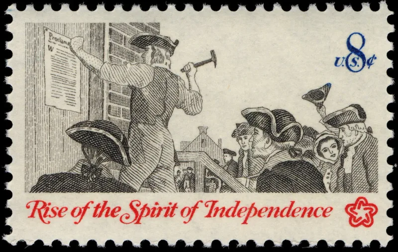 United States 1973 8c Posting Broadside U.S stamp, photographed by a collector