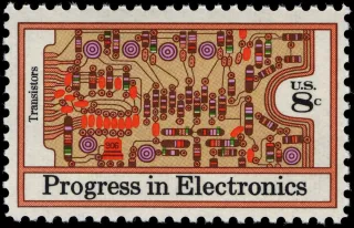 United States 1973 8c Progress in Electronics U.S stamp, photographed by a collector