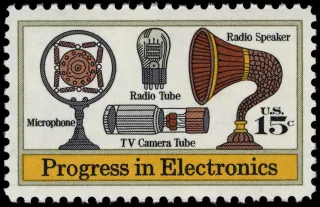 United States 1973 15c Progress in Electronics U.S stamp, photographed by a collector