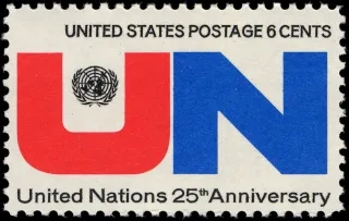 United States 1970 6c United Nations 25th Anniversary U.S stamp, photographed by a collector