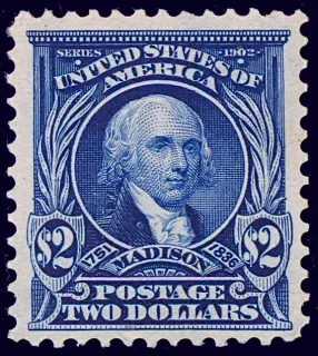 Another photo of the United States 1903 $2 James Madison Issue stamp