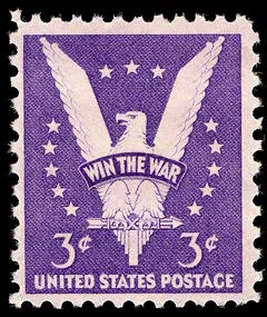 United States 1942 3c win the war stamp, photographed by a collector