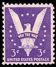 United States 1942 3c win the war stamp, photographed by a collector