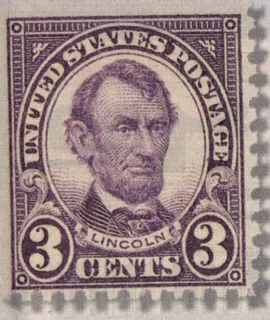 United States 1923 3c lincoln stamp, photographed by a collector