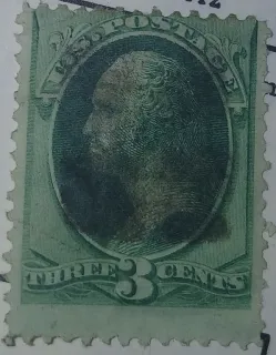 United States 1887 3 cents MET stamp, photographed by a collector