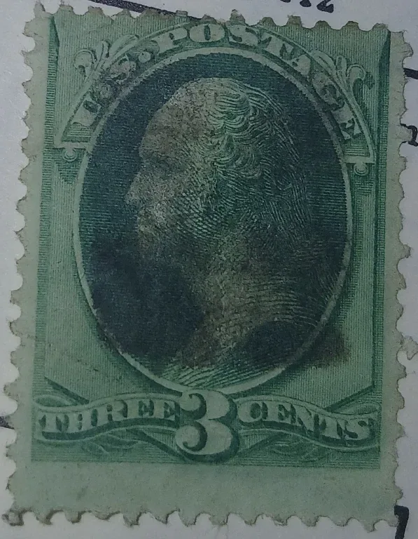 United States 1887 3 cents MET stamp, photographed by a collector