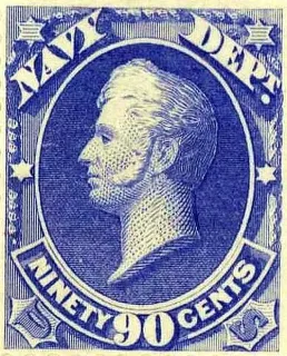 United States 1873 90c Perry Dept Navy stamp, photographed by a collector