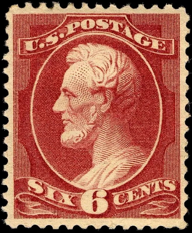 United States 1870 6c Lincoln NBN stamp, photographed by a collector