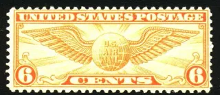 United States 1934 6 cents Air Mail c stamp, photographed by a collector