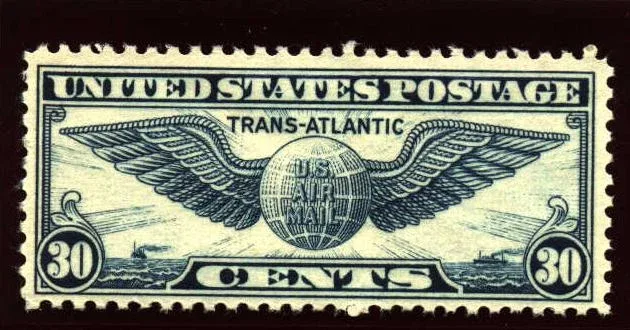 United States 1932 30 cents Trans Atlantic C stamp, photographed by a collector