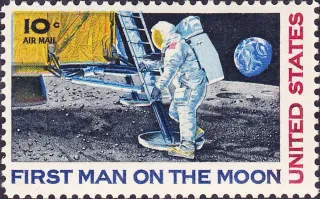 Another photo of the United States 1969 10c moonlanding commemorative stamp