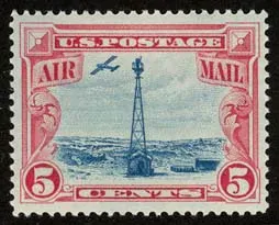 Another photo of the United States 1928 5 cents Airmail stamp