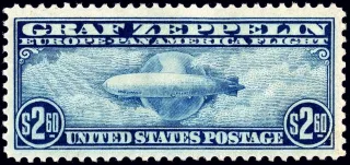 United States 1930 $2 Graf Zeppelin stamp, photographed by a collector