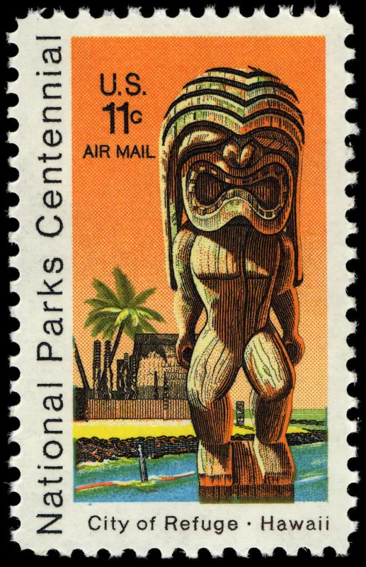 United States 1972 11 cents airmail stamp, photographed by a collector