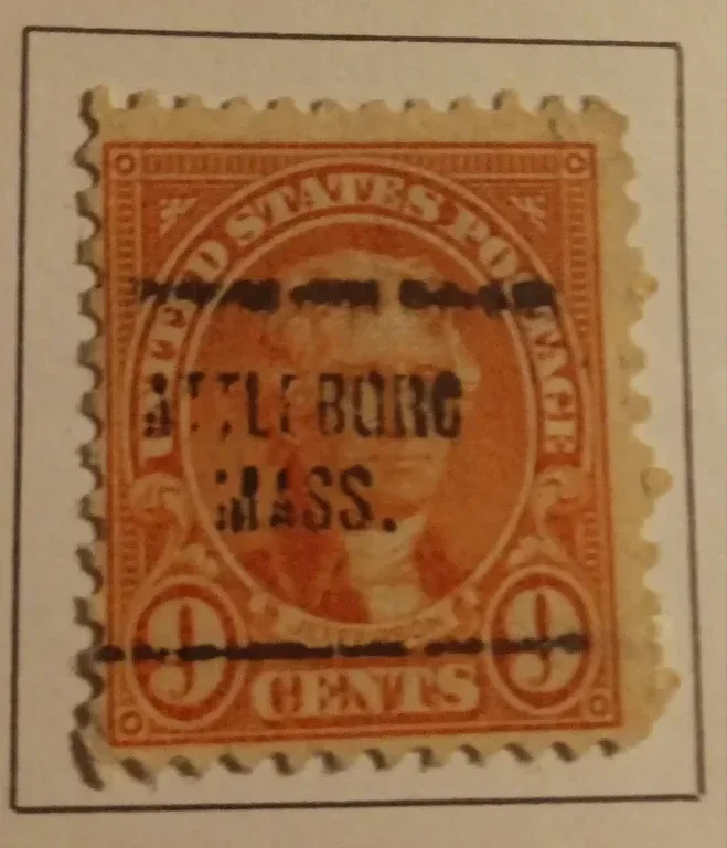 United States 1923 9c Thomas Jefferson stamp, photographed by a collector
