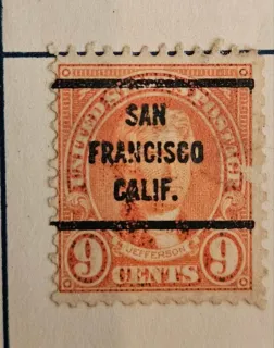 Another photo of the United States 1923 9c Thomas Jefferson stamp