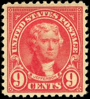 Another photo of the United States 1923 9c Thomas Jefferson stamp