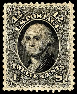 Another photo of the United States 1861 12c Washington stamp