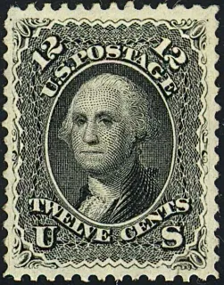 United States 1861 12c Washington stamp, photographed by a collector