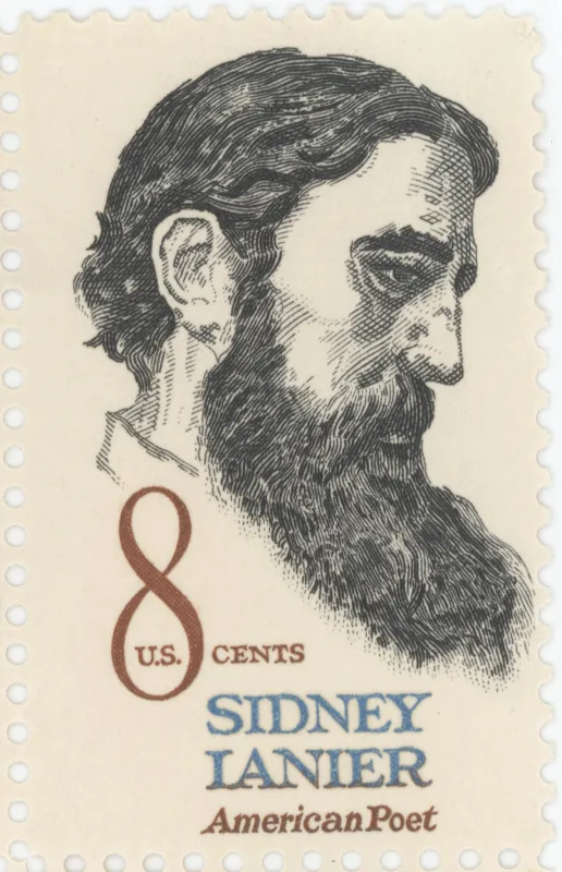 United States 1972 8 cents Sidney Lanier stamp, photographed by a collector
